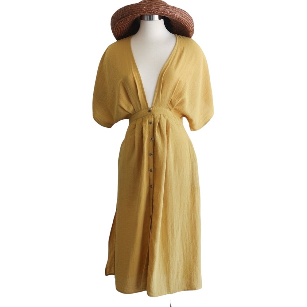Poppy Mustard Yellow Button-Up Midi Dress - Lulu’s